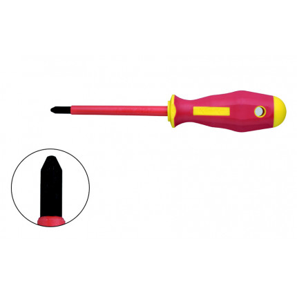 klkKL130PM1ISLIM KL130PM1ISLIM Крестовая отвертка для винтов Plus/Minus KLAUKE SLIM-Line Z1 x 100 с зауженным стержнем в электроизолир. исполнении (VDE до 1000В) KLAUKE